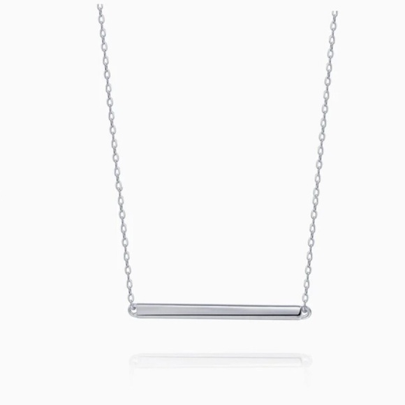 None Jewelry - Minimalist S.Leaf Sterling Silver Bar Necklace Pendant
18.5”